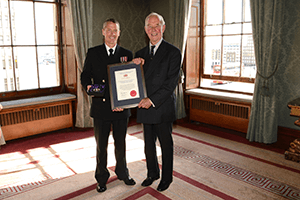 Russell-Adams-with-President-of-the-Society-Admiral-Sir-Peter-Abbott-Skill-Gallantry-Awards-2014